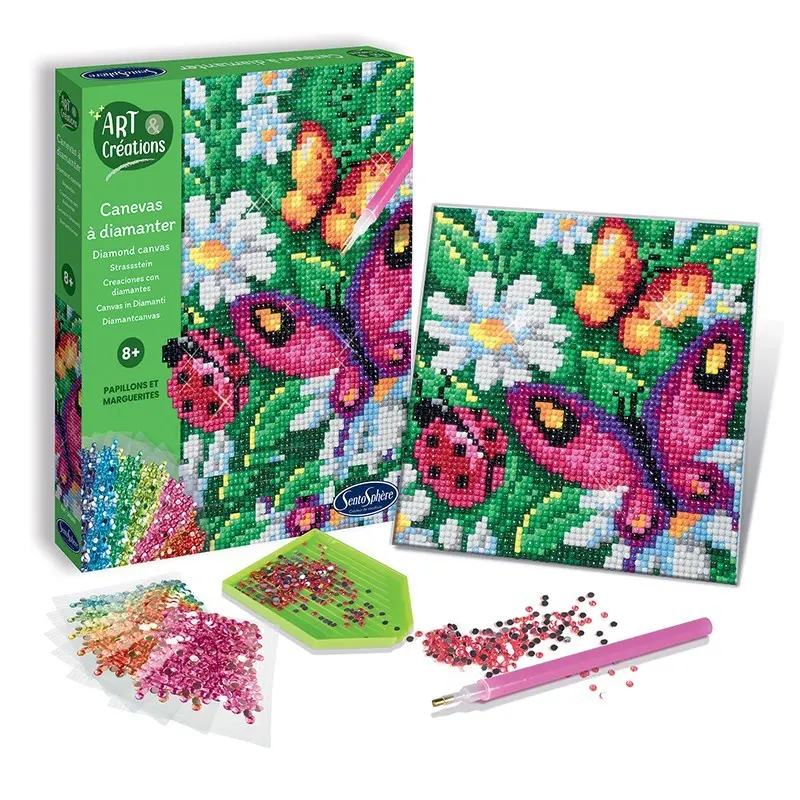 Canevas à Diamanter - Papillons et Marguerites 2.webp