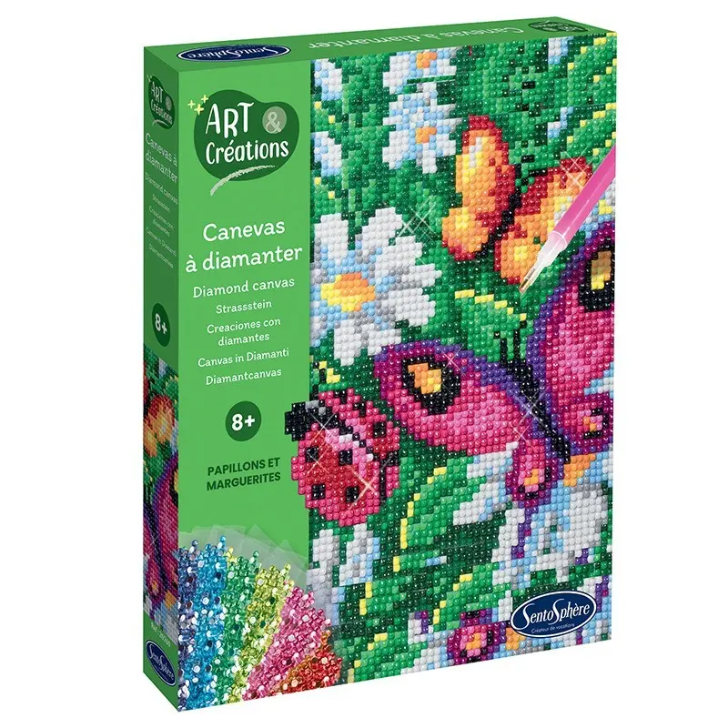 Canevas à Diamanter - Papillons et Marguerites